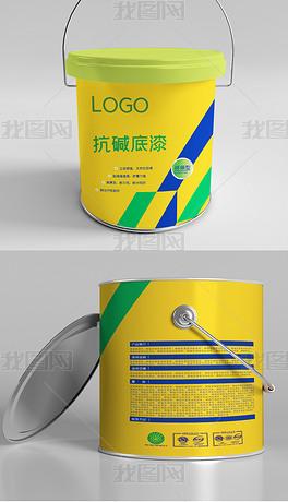 原创绿色环保型涂料油漆桶贴纸包装设计版权可商用